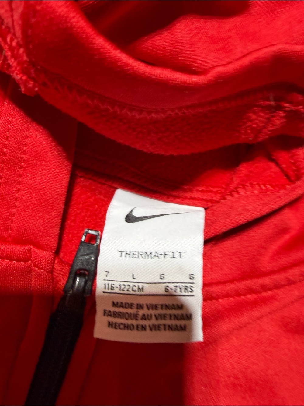 Nike Kids Red Therma-FIT Hooded Jacket size 7